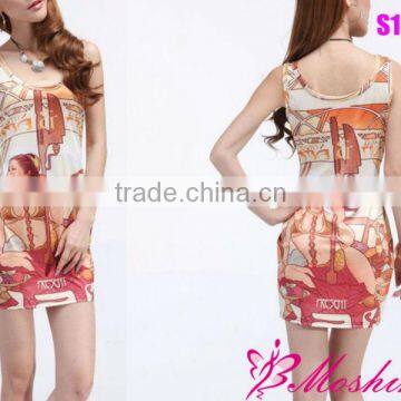 2013 New Women's Digital Printing Dress Greek Girl Package Hip Dress