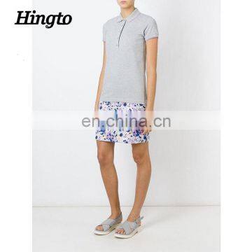 Long grey color plain cotton polo dress t shirts custom design wholesale