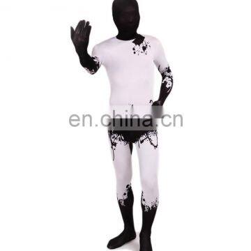White & Black Lycra Spandex Zentai Costume Halloween Party Mask/Hood Open Face/Eyes/Full Hood photo-2