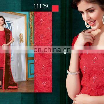 Red Colored Cotton Salwar Kameez