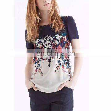 Wholesale Summer New Floral Printed Design Women Chiffon T-Shirts