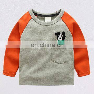 Hot sale toddler boy boutique sport outfits cotton smocked t shirt long sleeve kids clothes boys hooded shirt