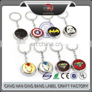 Promotional Fashional Gift Captain America Iron Man Superman Batman Relief Logo Metal Hero Series Bottle Opener Keychain