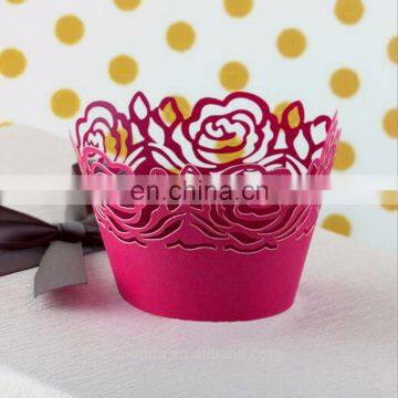 Newest product laser cut flowers basket cupcake wrappers