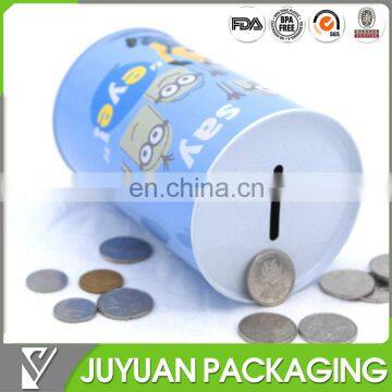 Custom cylindrical iron coin bank tin cans wholesale