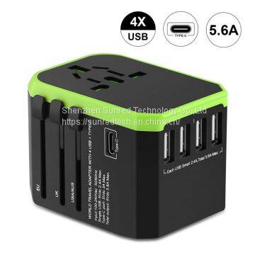 Newest Type C 3.0A fast USB chargers 8A Fuse Portable World Travel Adapter 5V Adaptor Multi Plug Outlet