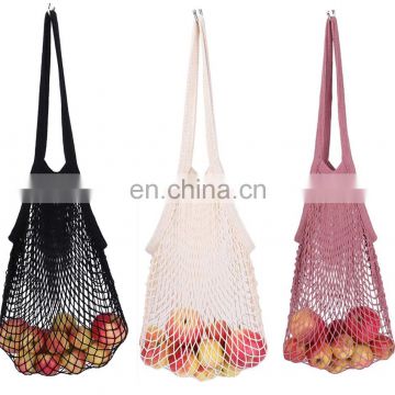 Long Handle Net String Shopping Bag Cotton Reusable Shopping Tote Net String Organizer bag