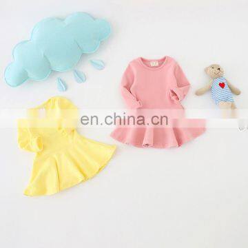 2020 children's clothing autumn cotton girls dress ruffled long-sleeved bottoming children's skirt