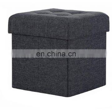 Gray Modern Fabric Linen Ottomans Storage Box Stool High Quality Homely Supply Ottoman Saving Space photo-6
