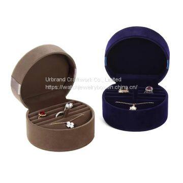 Bespoke Design Ring Necklace Packaging Luxury Round Velvet Jewelry Box With Logo photo-2