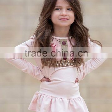 popular item soft cotton 2015 fall children ruffle top in simple color