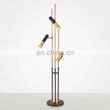 European Post Modern Gold and Black Standing Lamp Three Heads Metal Tube Led Floor Lamp for Living Room Bedroom photo-3