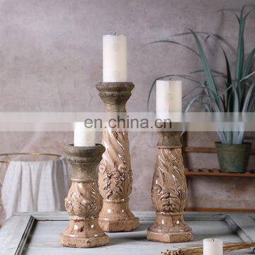 Wholesale vintage home decoration piece hotel custom cheap cement antique candle stand holders