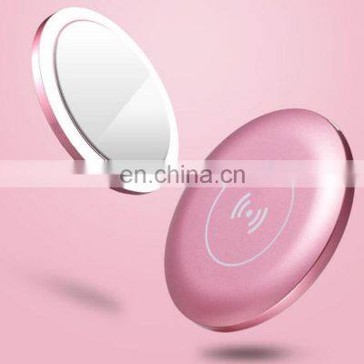 2020  amazon new style make up mirror with led light with Qi charger