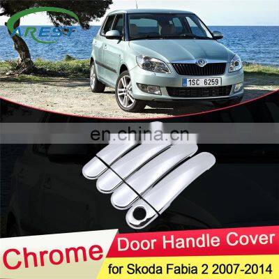 for Skoda Fabia 2 5j 2007 2008 2009 2010 2011 2012 2013 2014 MK2 Chrome Door Handle Cover Trim Catch Car Set Cap Accessories ABS