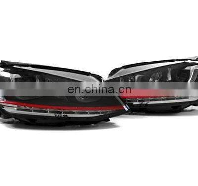 Modified RED LINE PROJECTOR LED BLACK Headlights Double U Angel Eyes Headlights Assembly for VW Golf 7 2014-2017 photo-3