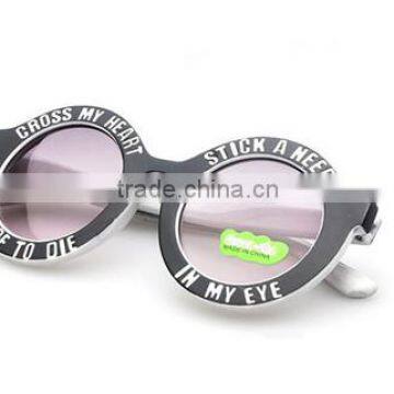 Hot Selling Kids Children Lovely Cute Round Sunglasses With Laser Etching Letters photo-5