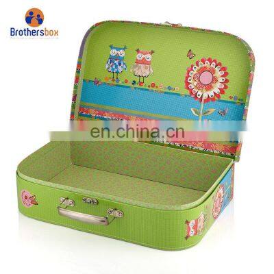 Custom handmade paper cardboard suitcase box with handle