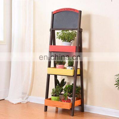 Creative Blackboard Flower Stand Collapsible Flower Frame Solid Wood Balcony Pots Shelf