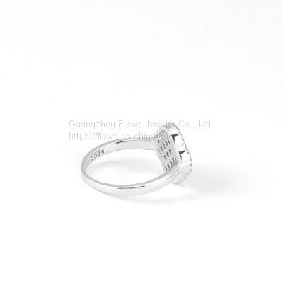 S925 Sterling Silver Four-leaf Clover Ring Female Agate Zircon Rings Simple Style Ring photo-3