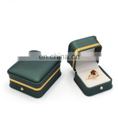 High quality luxury design dark green custom travel jewelry box PU gift box ring box