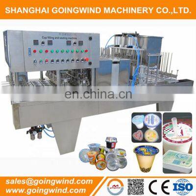 Automatic plastic cup filling machine auto liquid paste PET cups commercial packing machinery at best price for sale