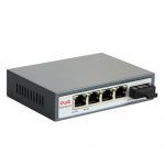 5-Port PoE Switch with 4 High Power PoE Ports and 1 SC Fiber Port