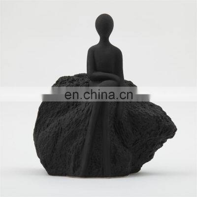 Modern White Hand Painting Gold Ceramic Luxury Girl Home Accessories Living Room Decoration photo-2