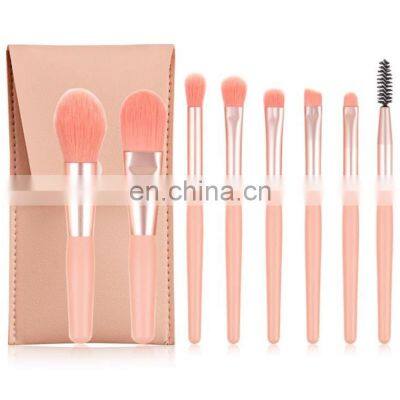 8 Pcs Travel Makeup Brushes Set With Bag Wood Handle Professional Makeup Kits All In One