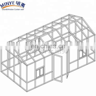 arc roof balcony Glass sun room sunshade aluminum Patio room