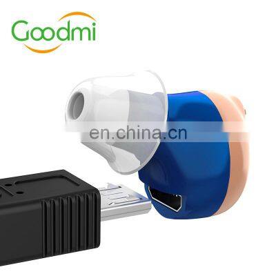 Rechargeable invisible ear sound amplifier hearing aid