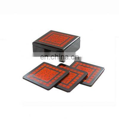 Luxury Decorative MDF Lacquer Coaster Set Of 6 Custom Design Drink Cup Coaster Set For Table Decor Wholesale photo-3