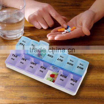 7 Days Plastic Pill Storage Case/ Pill Container/14comparment Plastic Pill Case