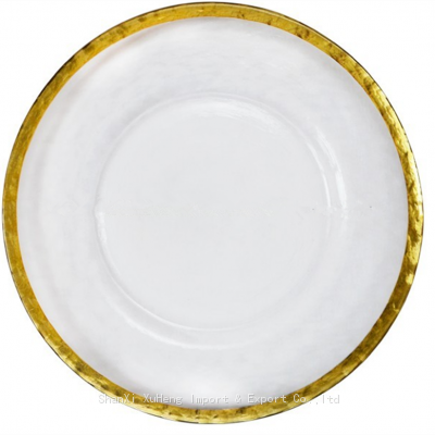 13-inch Clear Glass Round Hammered Charger Plates With Silver Rimmed for Weddings Churches Restaurants and Events photo-4