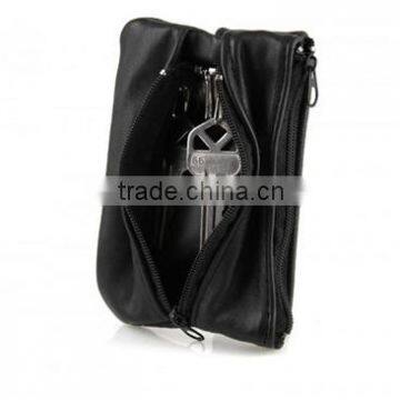 Zipper pocket with key hook cow leather key Case with Change Purse