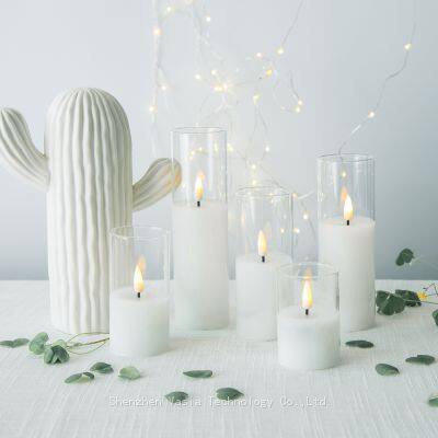 Factory Direct White Glass LED Pillar Candle - Flameless, Safe for Home/Wedding Decor - Wholesale Bulk