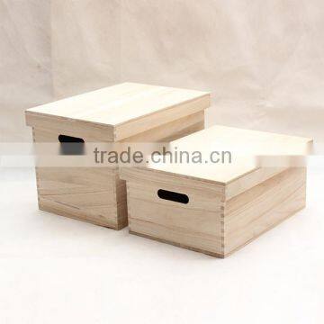 High Quality Eco-friend Big Size Pine Wooden Storage Box Wholesale With Lid