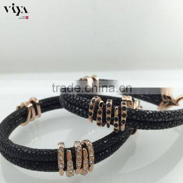 2016 Best Selling Products Stingray Leather Bracelet With 316L Stainless Steel Bracelet Jewelry for Wholesales photo-4