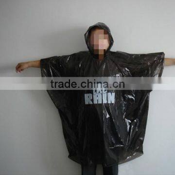 PE Plastic Disposable Hooded Waterproof Black Poncho Raincoat photo-2