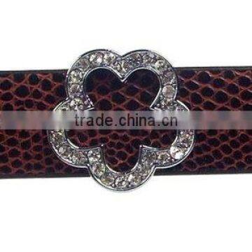 Plum Blossom Flower 18mm Rhinestone Slide Charms Wholesale, fits 18mm width Leather Bracelet