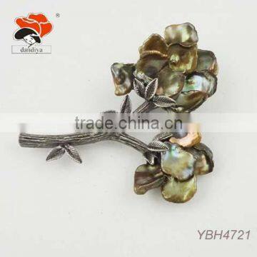 ancient fabulous freshwater pearl bridal flower brooch for dressing in high quality