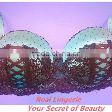 Plus Size Satin Bra W/Lace Up, High Quality Bra