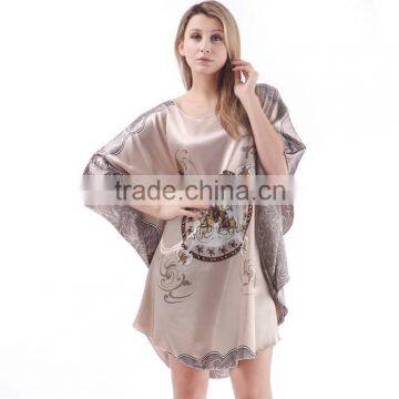 Plus Size Casual Robes Women's Nightgown, Batwing Sleeve Loose Sleepwear