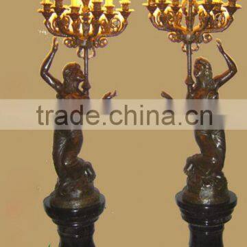 Bronze girl candlesticks art decor