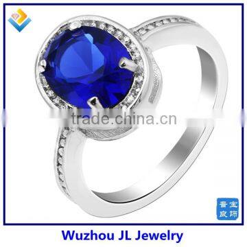 2014 Latest Design Oval Blue Corundum Stone Copper Alloy Rings