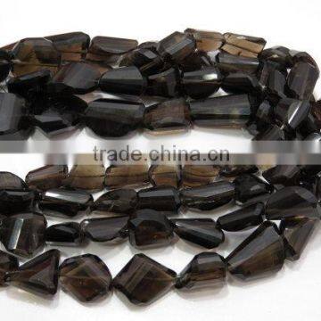 100% Natural Smoky Quartz Faceted Tumble Shape Beads 4''Inch AAA++ Good Quality