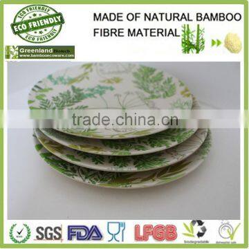 painted designs natural bamboo fibre serving plates,hot dishes