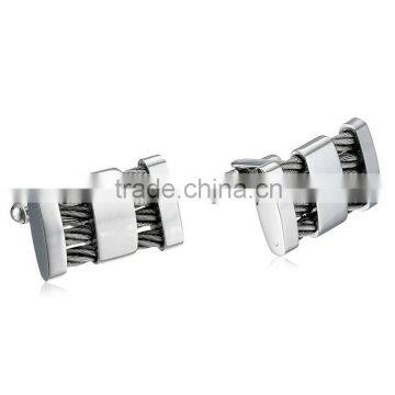 Stainless Steel With Cable Wire Cufflinks