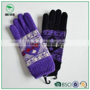 Winter jacquard warm acrylic knitted fashion dress gloves