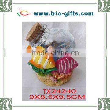 Tourist souvenir of snow globes with resin double fish decorative